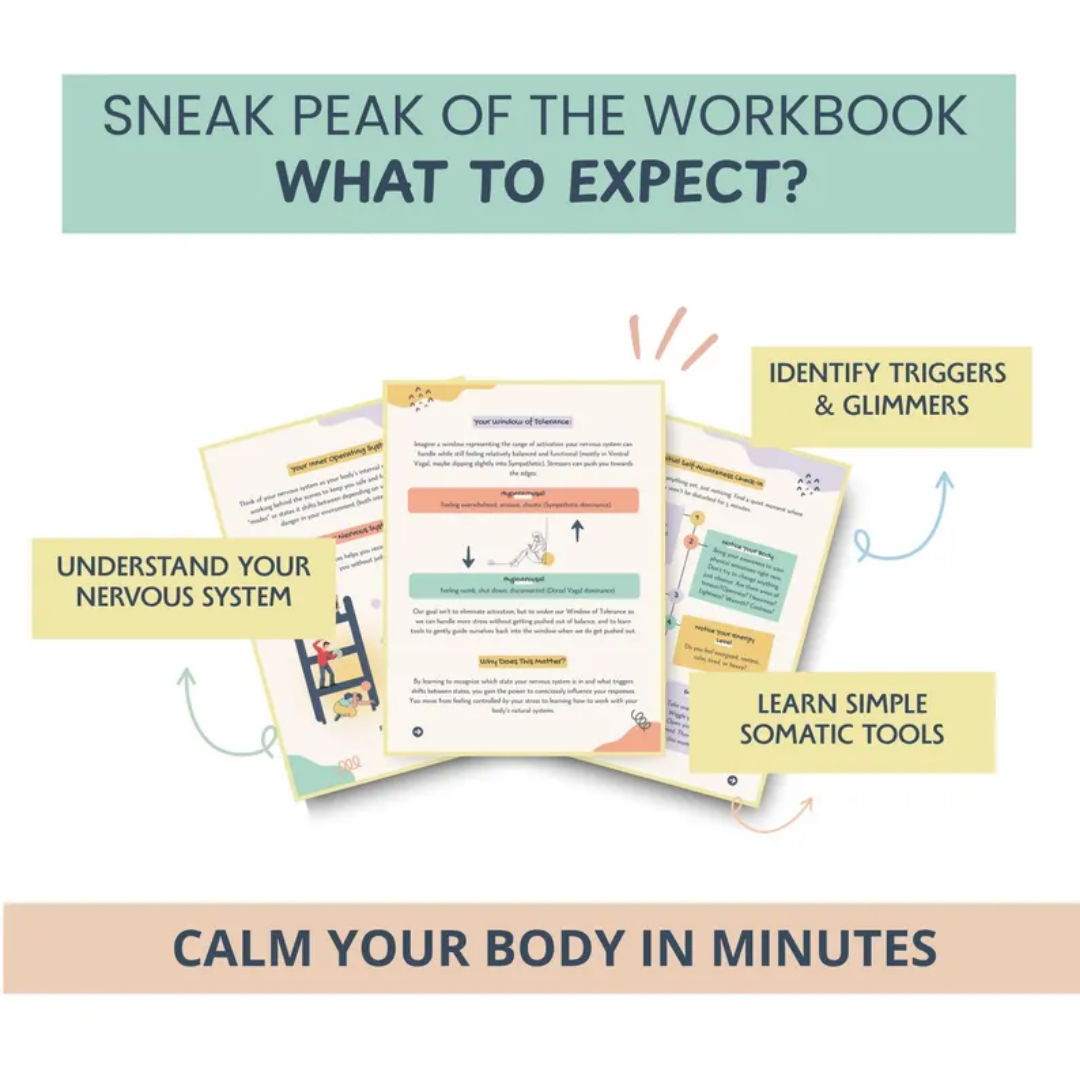 Nervous System Regulation Workbook, Polyvagal Theory, Somatic Exercises, Anxiety Relief, Grounding Techniques, Window of Tolerance, Stress Relief