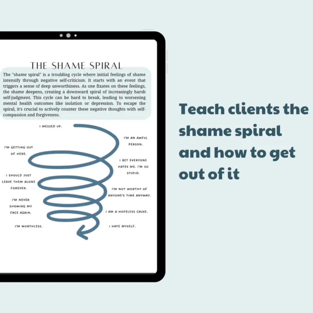 Guilt and Shame Workbook, Mental Health Worksheets for Emotional Healing & Self-Compassion, Trauma Recovery Tool