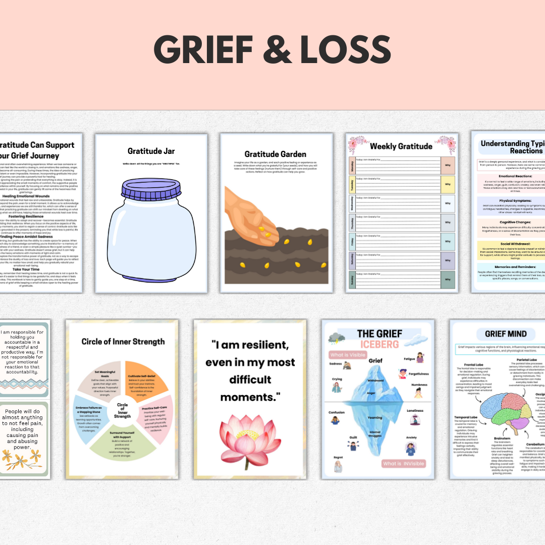 Grief & Loss Mega Bundle: 200+ Page Healing Worksheets