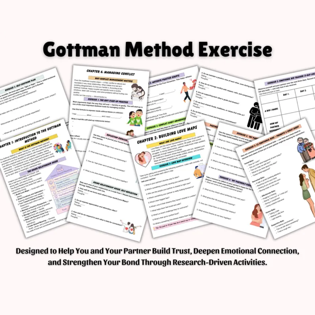 Gottman Method Complete Guide, Couples & Relationships, Gottman Communication Tools, Four Horsemen, Therapeutic Questions