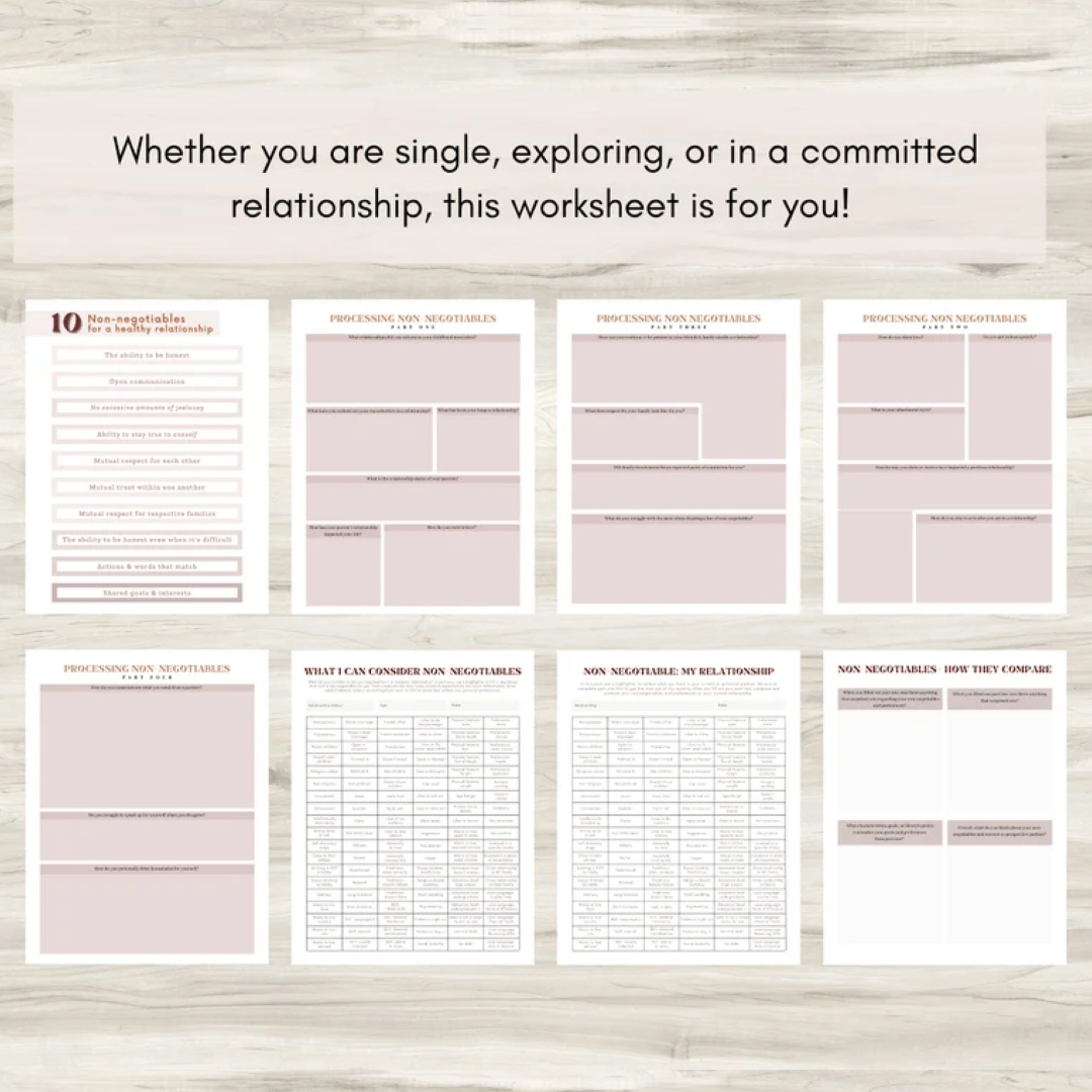 Non-negotiables in a relationship, Relationship Worksheets, Couples Counseling, Therapy Worksheets, Couples Therapy, Partner Communication