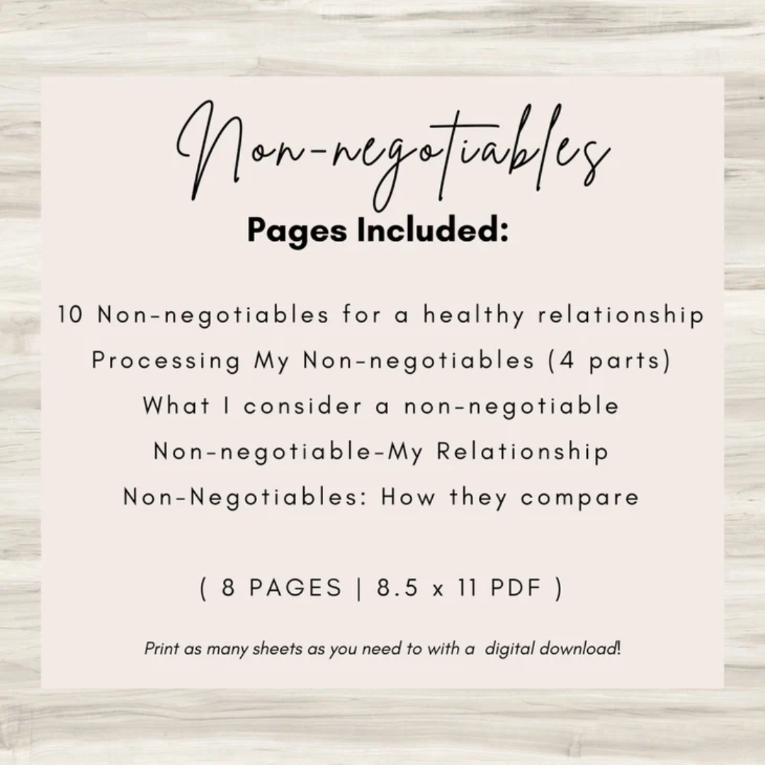 Non-negotiables in a relationship, Relationship Worksheets, Couples Counseling, Therapy Worksheets, Couples Therapy, Partner Communication
