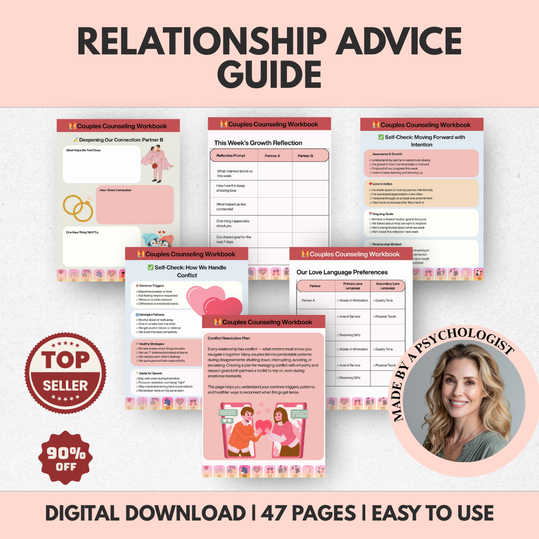Relationship Advice Guide couples counseling worksheet relationship goals Marriage help workbook healthy couple marital therapy