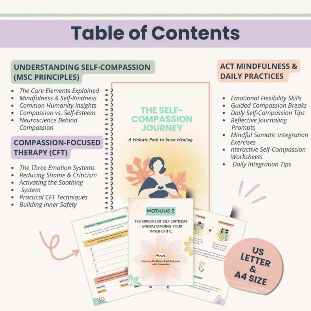 8-Step Self-Compassion Workbook to Rebuild Trust & Inner Safety, Quiet Your Inner Critic, Somatic & Therapeutic Practices