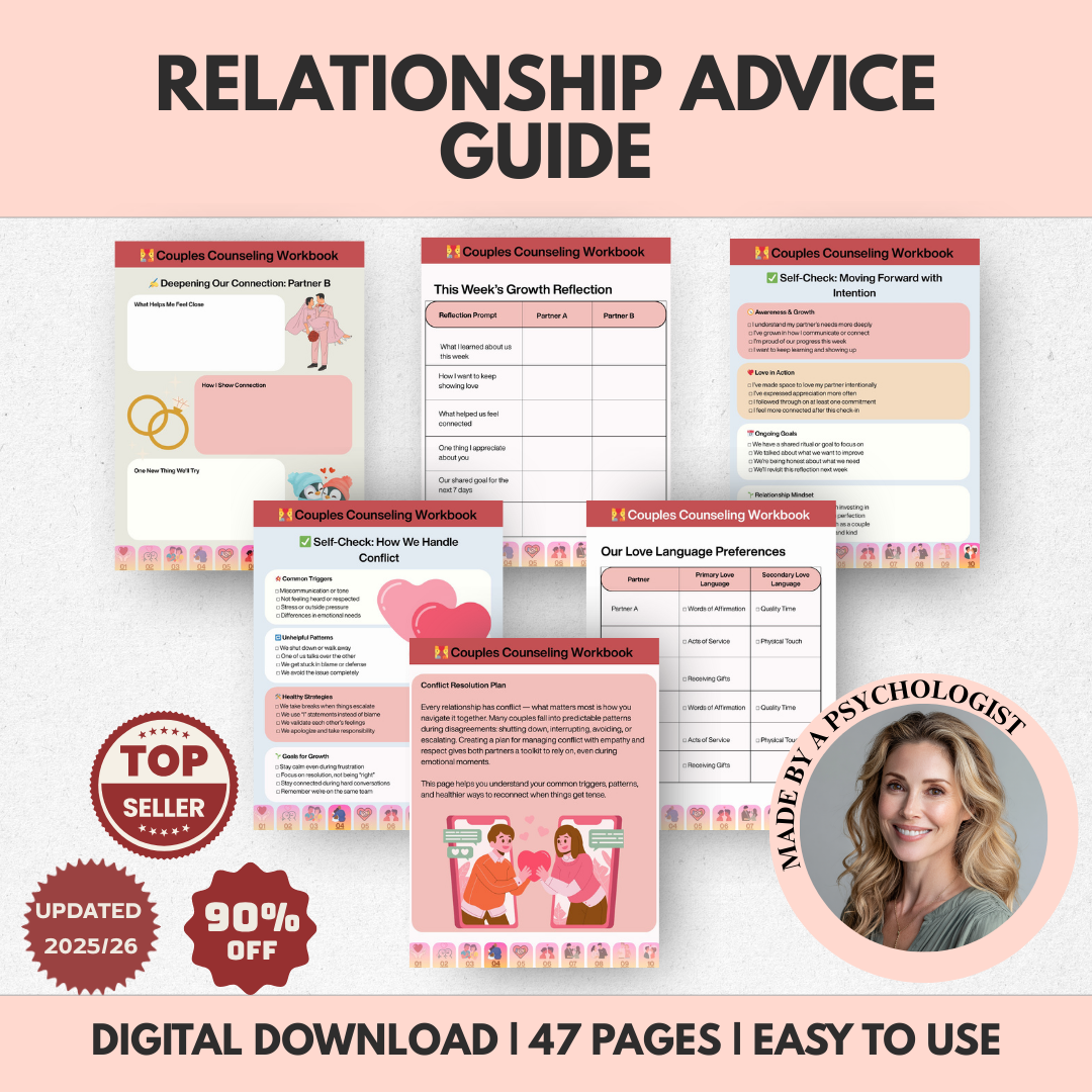 Relationship Advice Guide couples counseling worksheet relationship goals Marriage help workbook healthy couple marital therapy