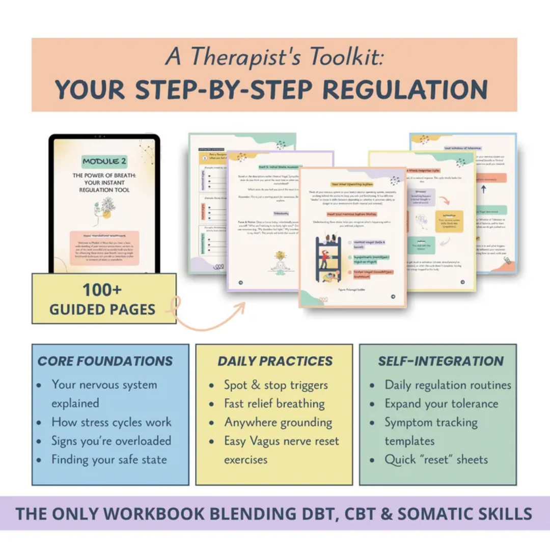 Nervous System Regulation Workbook, Polyvagal Theory, Somatic Exercises, Anxiety Relief, Grounding Techniques, Window of Tolerance, Stress Relief
